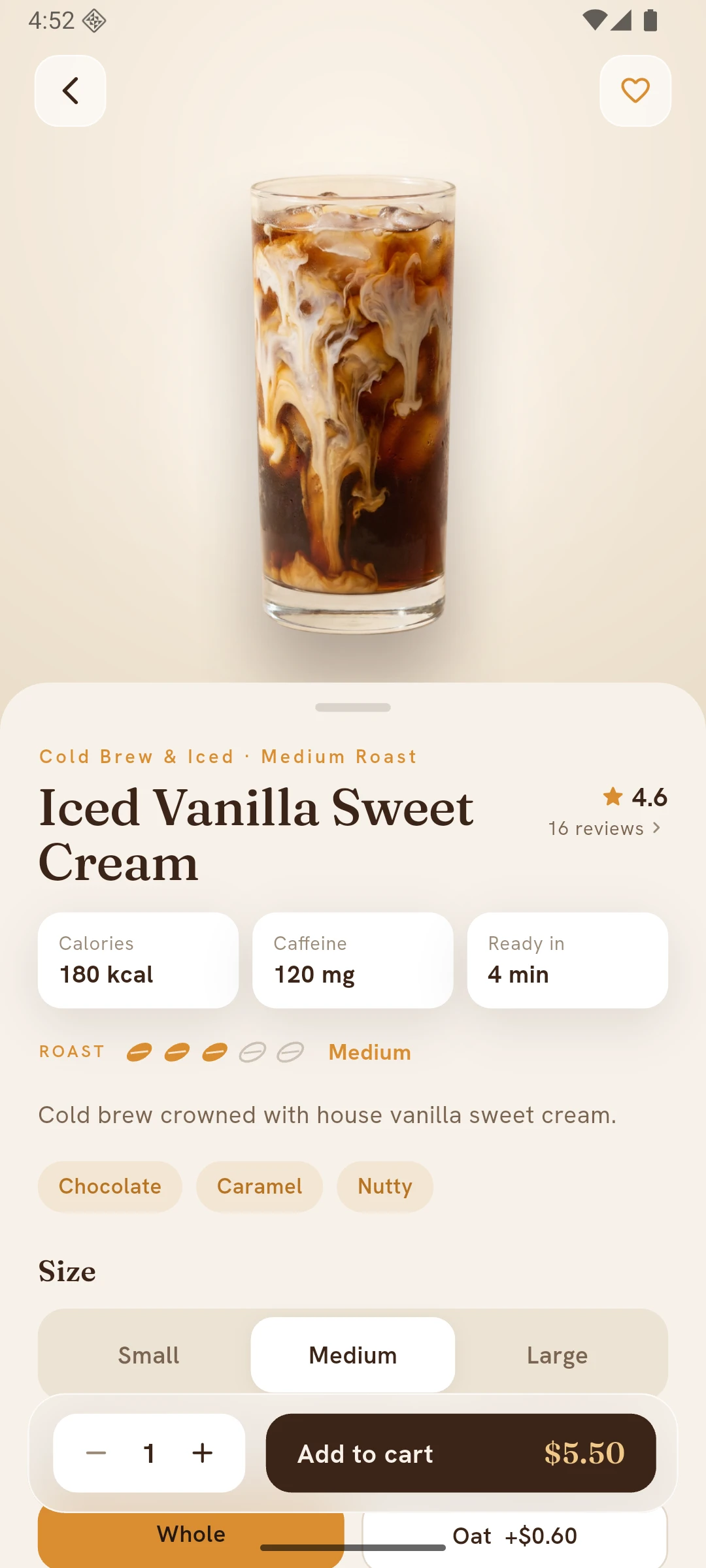 A product detail screen.