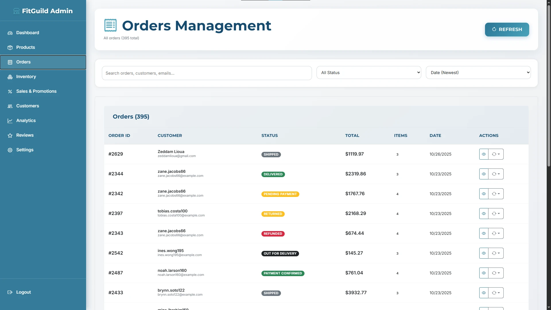 Order administration.