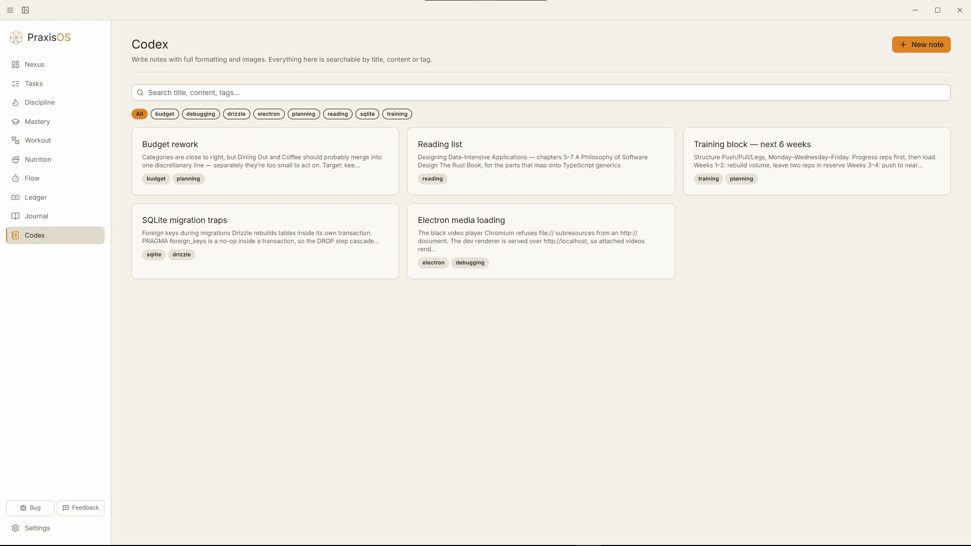 The Codex notes editor.