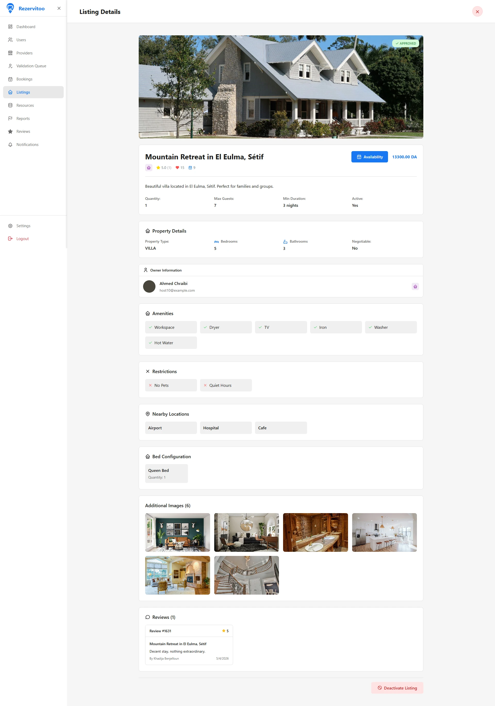 A single listing's detail view.